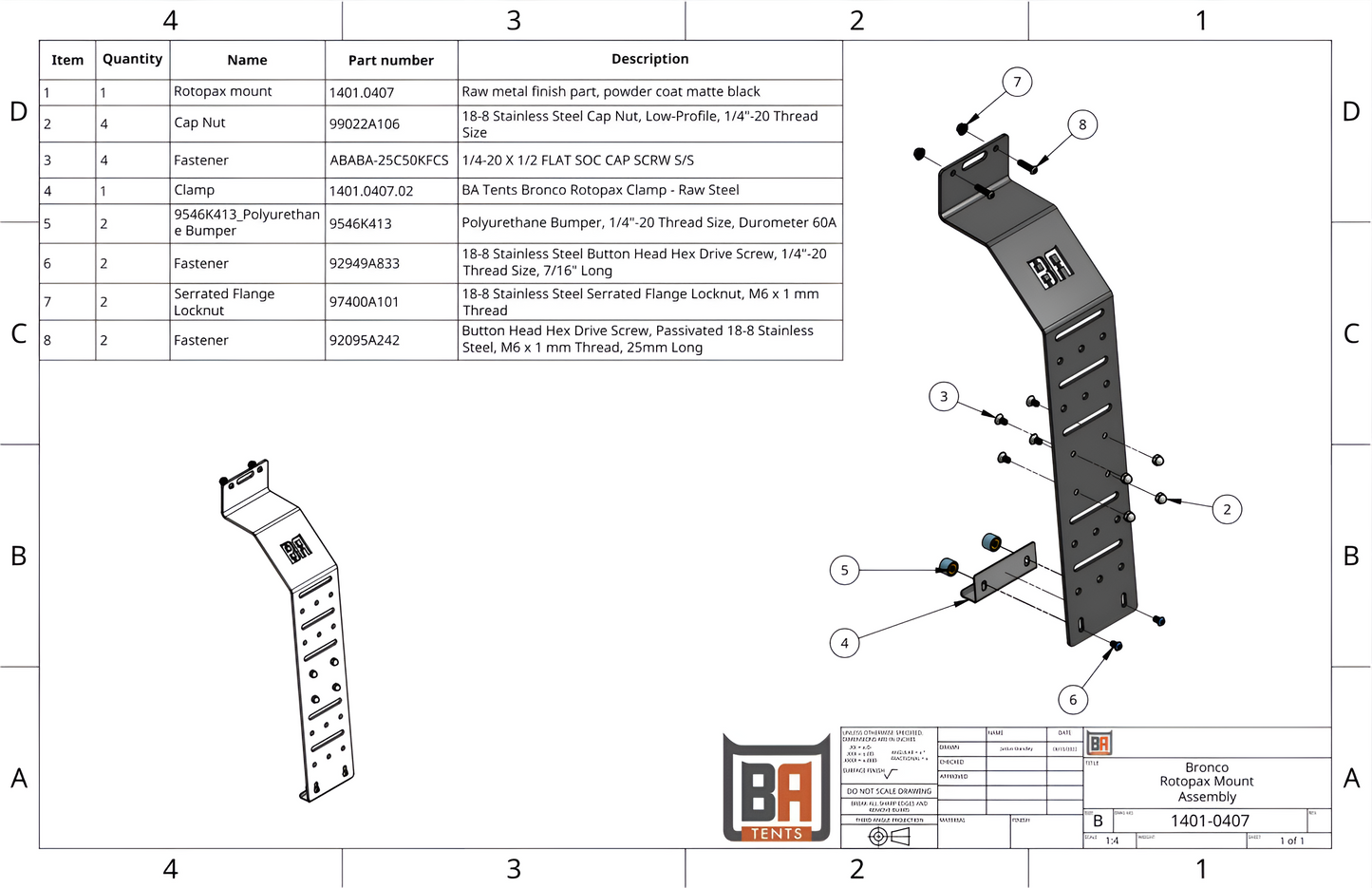 2021-24 Ford Bronco Stand Alone Rotopax Mounting Plate Kit