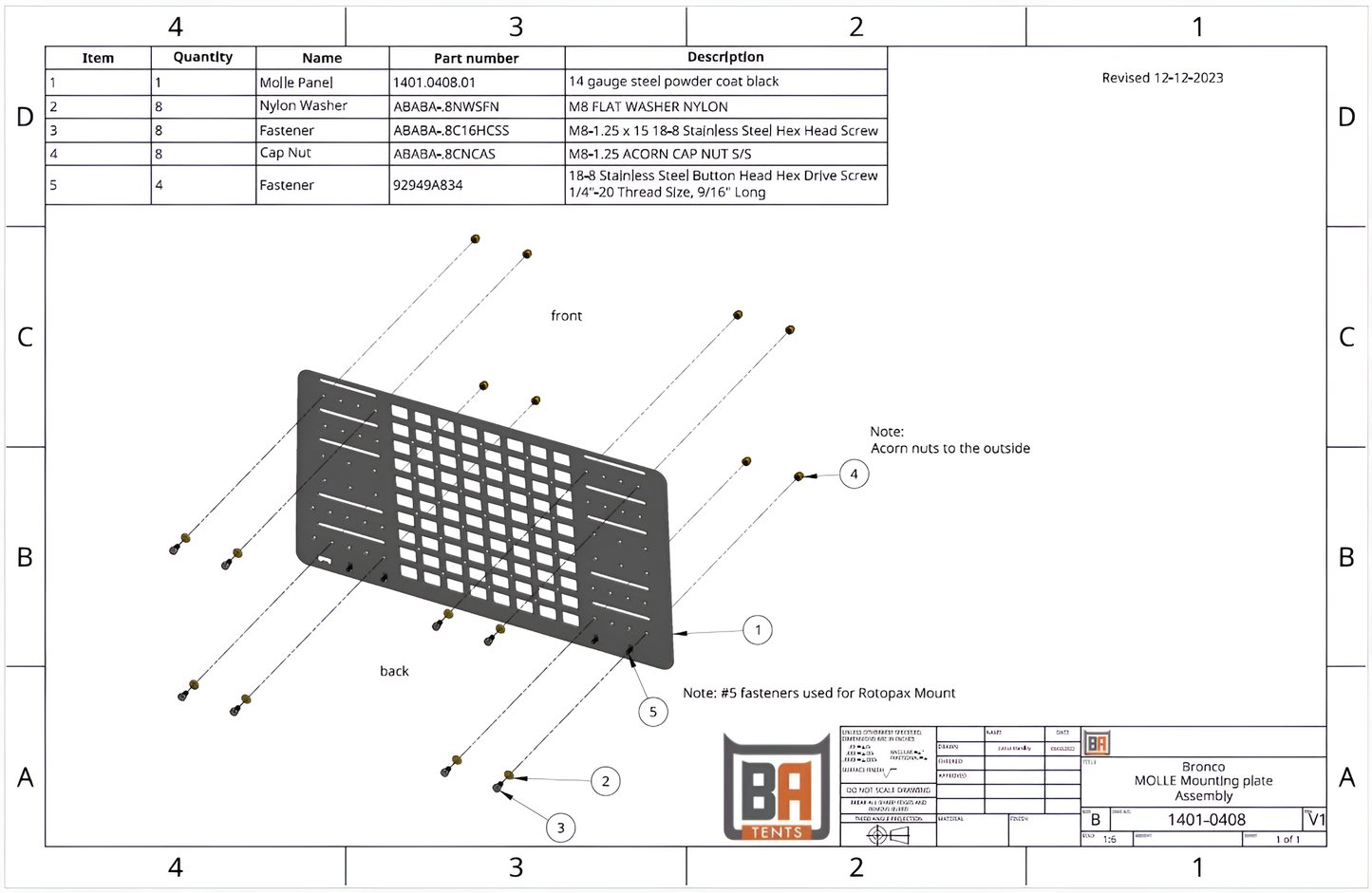 Molle Plate / Rear Window Protection for Bronco Racks