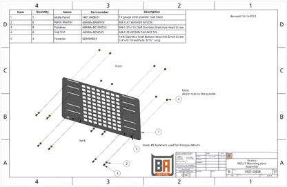 Molle Plate / Rear Window Protection for Bronco Racks
