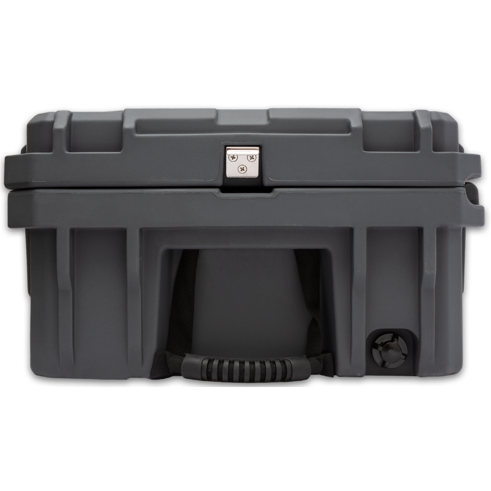 ROAM 95L Rugged Case ‚Äî large low-profile durable storage box with Nylon rope handles, bottle opener and drain plug