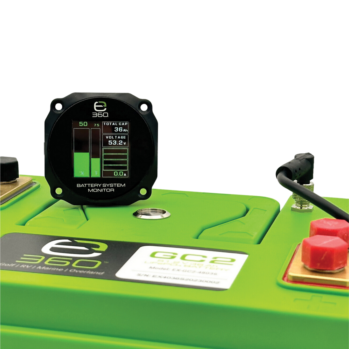 E360 51.2V Lithium Battery Monitor. LCD Display with 3M Cable [A]