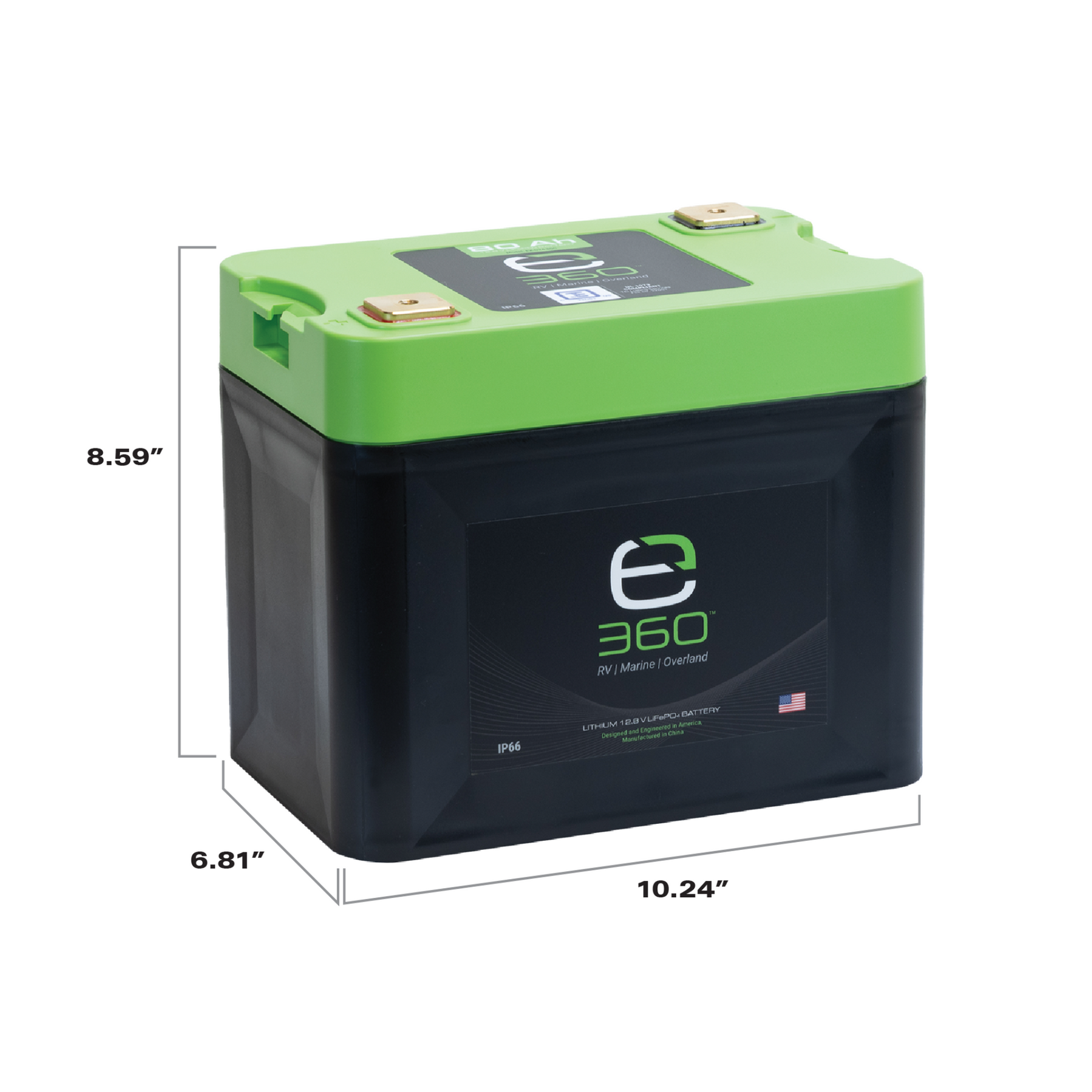 E360 12.8V 80Ah G24 High-Density LiFePO4 Deep Cycle Battery [C]