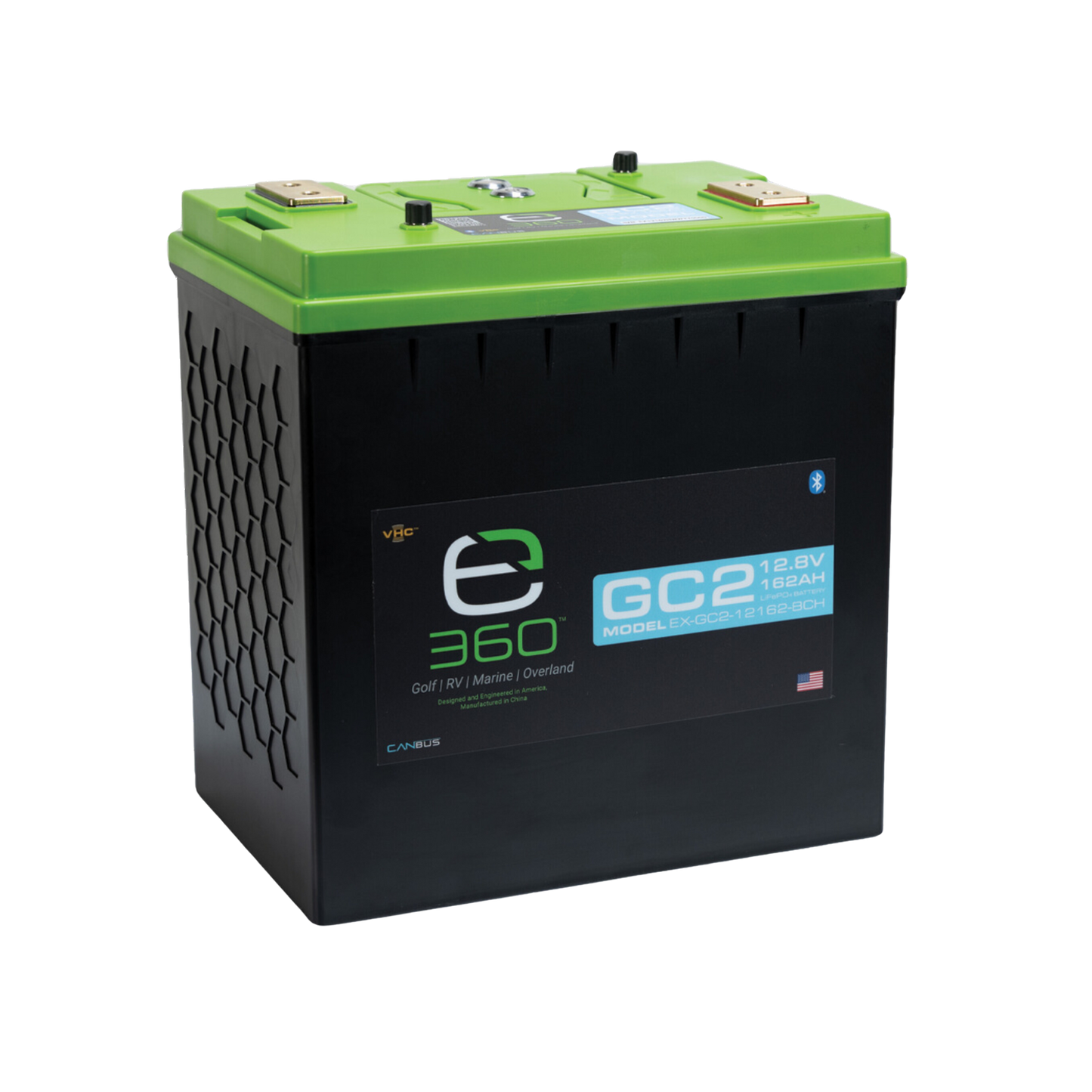 E360 12.8V 162Ah GC2 LiFePO4 Deep Cycle Battery. Bluetooth, CAN Bus, and VHC (Vertical Heat Conduction) Internal Heating. [A]