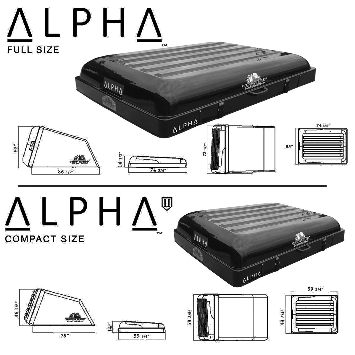 Alpha Hardshell Rooftop Tent, ABS, 2-3 Person, Black